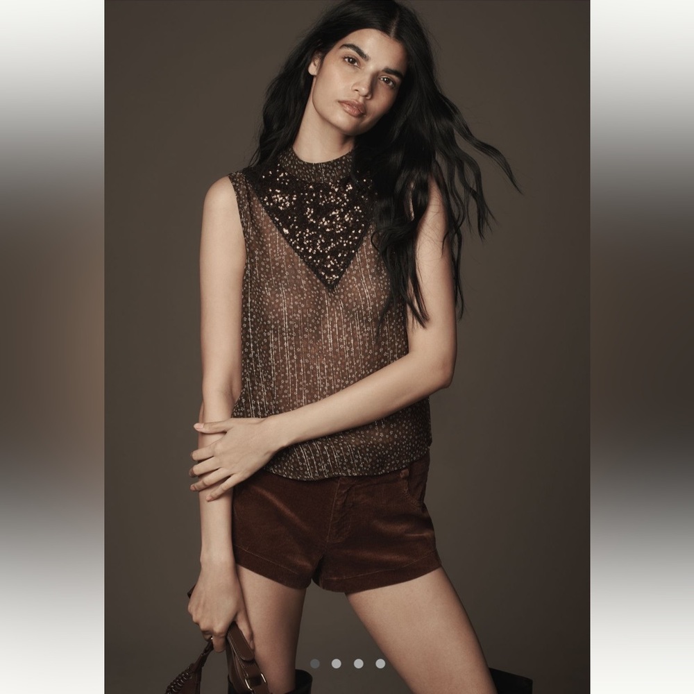 Brown Sleeveless Top and Shorts Set
